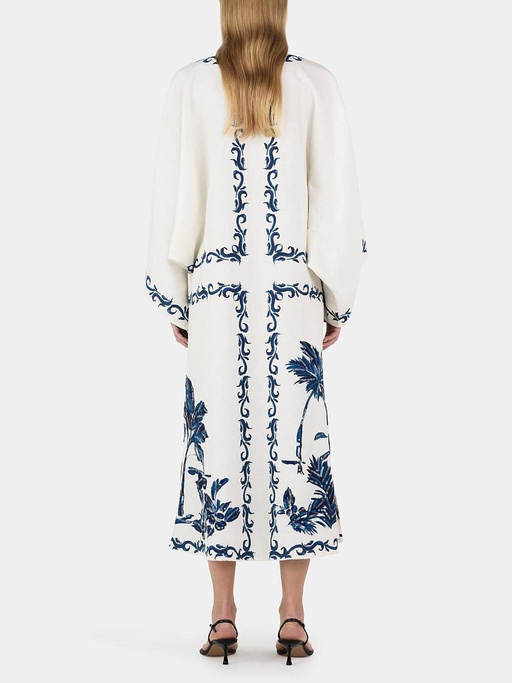 Vintage Hawaiian Print Sequined Oversized Loose Midi Dress