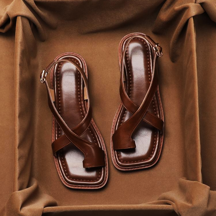 Italian Leather Cross Sandals