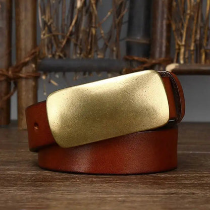 Forged Brass Buckle Leather Belt