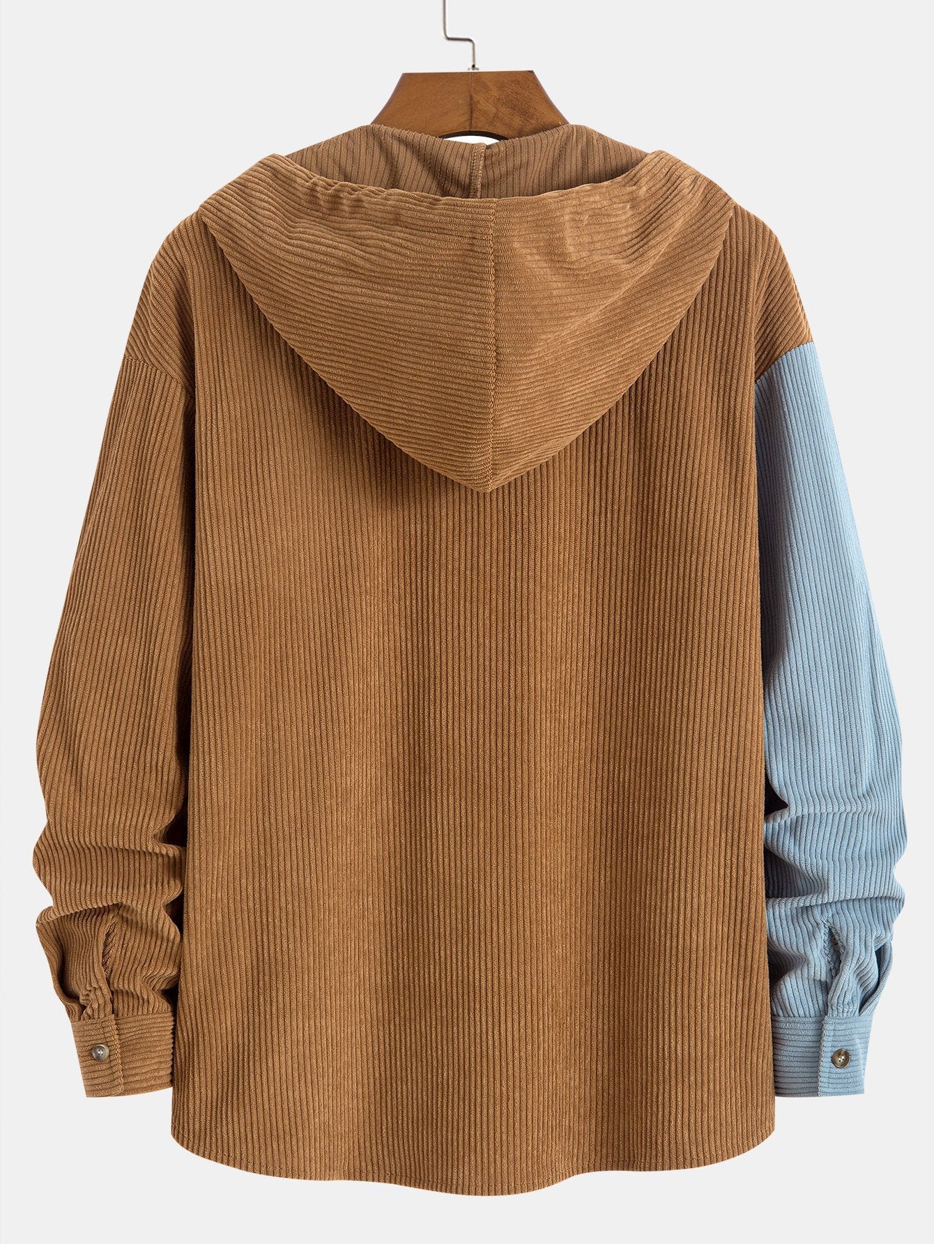 Relax Fit Colorblock Corduroy Hooded Shirt